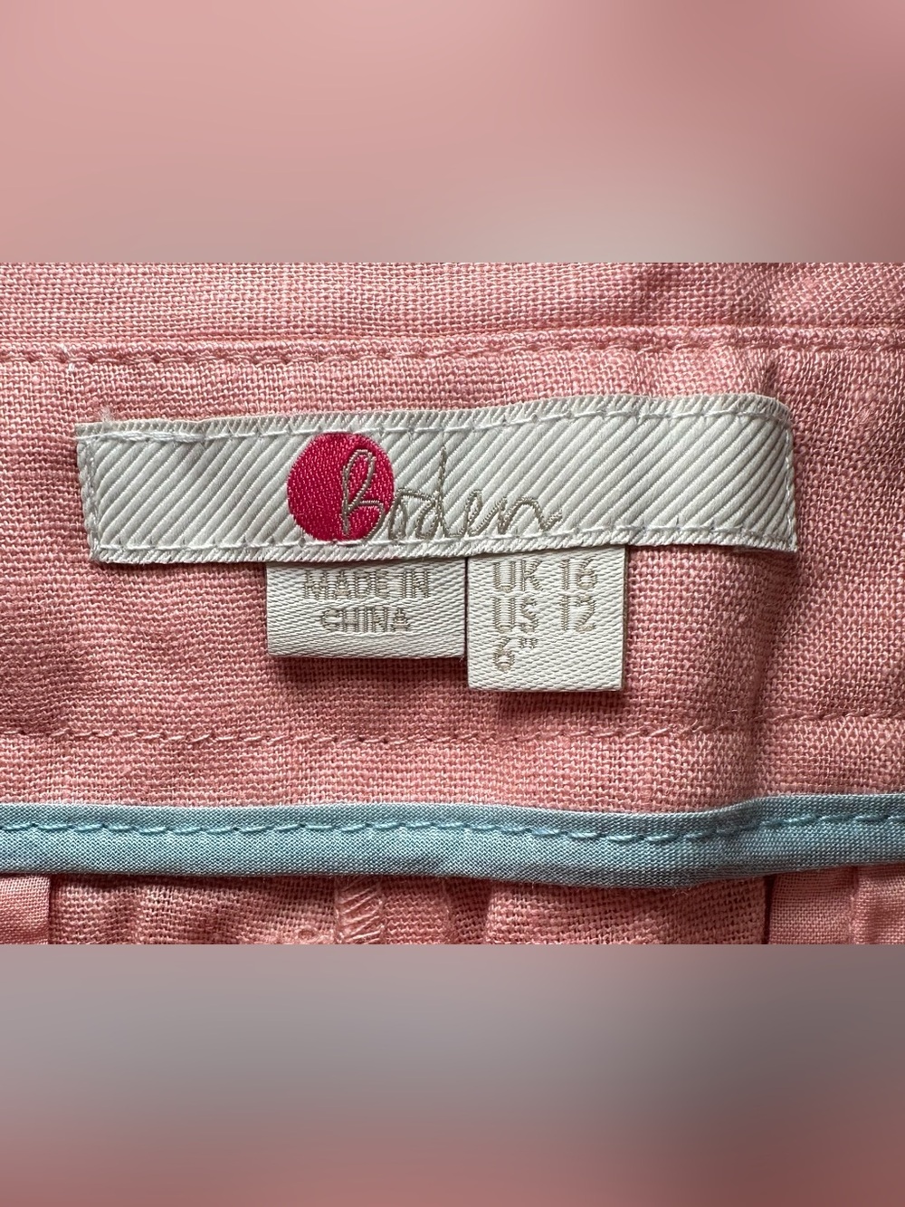 NWT Boden St Ives Paperbag Shorts Pink Linen Cotton Preppy Summer High Waist 12 - Picture 8 of 11
